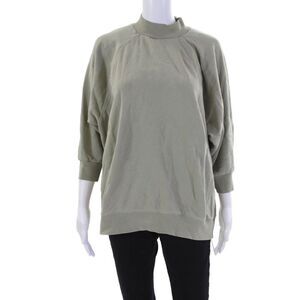 FOG Essentials Womens Cotton High Neck Long Sleeve Sweatshirt Top Sage Size M